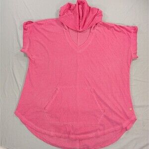 Livi Active Women's Hooded Tunic Size 22/24 Pink Short Sleeve Pullover